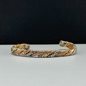Sergio Lub Sumerian Queen Cuff Bracelet Mixed Metal Twisted Braided Design 7.25"